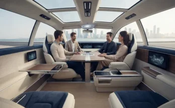 Rotating Seats and Modular Living Spaces in Autonomous Luxury Car Interior Concepts