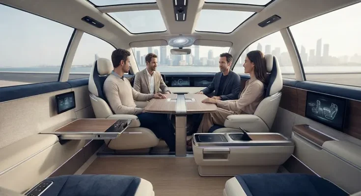 Rotating Seats and Modular Living Spaces in Autonomous Luxury Car Interior Concepts